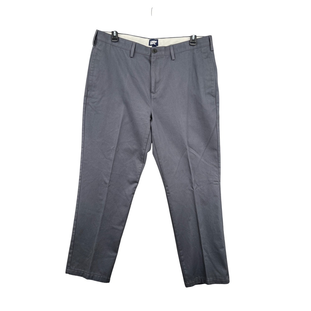 Lands End Mens Traditional‎ Fit Chino Pants Gray Cotton Trousers Size 38